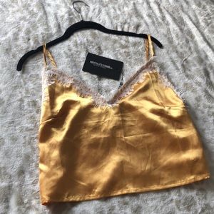 Gold satin tank top